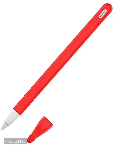 SUNNY FASHION Silicone Case Cover Compatible with Pencil 2nd Generation Holder Cover Skin with Protective Nib Cover (Red)