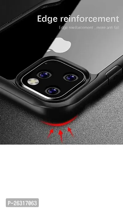 SUNNY FASHION Transparent Hybrid Hard PC Back TPU Bumper Impact Resistant Case Cover for iPhone 12 / iPhone 12 Pro (Black, Transparent)-thumb4