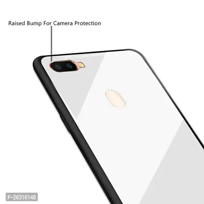 Sunny Fashion Back Case Cover: Luxurious Toughened Glass Back Case with Shockproof TPU Bumper for Oppo F9 / F9 Pro - White-thumb3