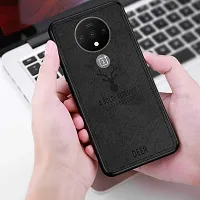 SUNNY FASHION Deer Series Hybrid Fabric Case Flexible  Shockproof Inbuilt Anti-Slip Grip Designer Back Case Cover for OnePlus 7T - Black-thumb3