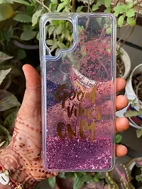 SUNNY FASHION Good Vibes Only Designer Quicksand Moving Liquid Floating Waterfall Girls Soft TPU Mobile Back Cover for Samsung Galaxy M12 / F12 / A12 (Running Glitter Sparkle Pink)-thumb3