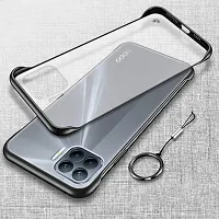 SUNNY FASHION Stylish Back Cover for Oppo F17 Ultra Slim Frameless Hard Mate PC Cover Transparent Matte Phone Case with Finger Ring Back Case Cover for Oppo F17 - Black-thumb3