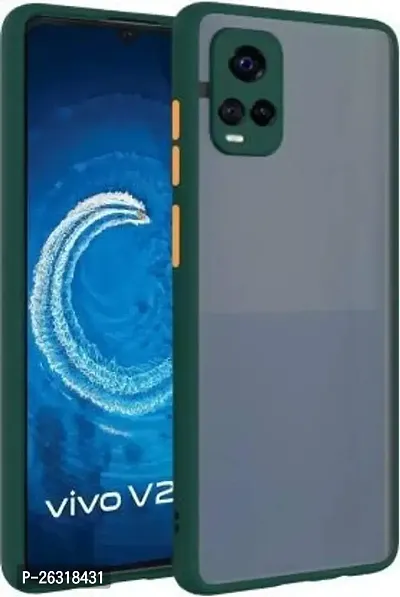 SUNNY FASHION Back Case Cover for Vivo V20 Stylish Hard Matte Finish Smoke Case with Soft Side Frame Fit Protective for (Vivo V20, Dark Green)-thumb0