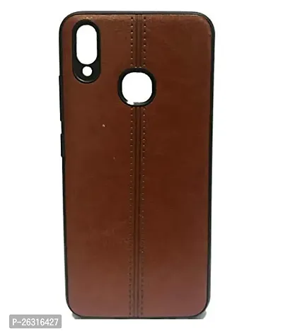 SUNNY FASHION Leather Stiched Slim Fit Back Case Cover for Samsung Galaxy M20 - Brown