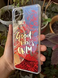 SUNNY FASHION Back Cover for Samsung Galaxy M12 / F12 / A12 Good Vibes Only Designer Moving Liquid Floating Waterfall Girls Soft TPU Glitter Back Case Cover for Samsung M12 / F12 / A12 (Red)-thumb1