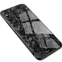 SUNNY FASHION Back Case Cover for Vivo V15 Pro Marble Finish Glass for Vivo V15 Pro - Black-thumb1