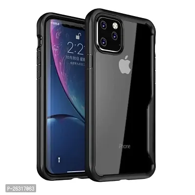 SUNNY FASHION Transparent Hybrid Hard PC Back TPU Bumper Impact Resistant Case Cover for iPhone 12 / iPhone 12 Pro (Black, Transparent)-thumb0