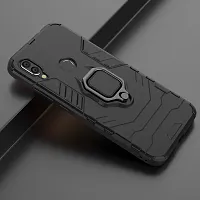 Sunny Fashion Dual Layer Hybrid Shock Proof Ring Holder Hard Carbon Soft Silicon Camera Bumper Armor Back Cover For Xiaomi Redmi Note 7 Pro - Black - Black-thumb3