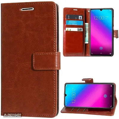 Sunny Fashion Vintage Leather Diary Wallet Card Holder Stand Flip Cover for Samsung Galaxy M10 - Brown-thumb0