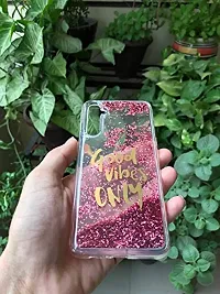 Sunny Fashion Good Vibes Only Designer Quicksand Moving Liquid Floating Waterfall Girls Soft TPU Mobile Back Cover for Realme XT / X2 (Running Glitter Sparkle Pink)-thumb2