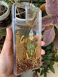 SUNNY FASHION Good Vibes Only Designer Quicksand Moving Liquid Floating Waterfall Printed Girls Stylish Back Cover for Oppo A16 - Gold-thumb1