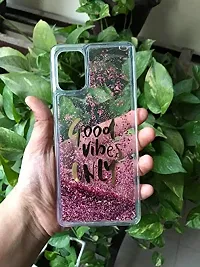 SUNNY FASHION Good Vibes Only Designer Quicksand Moving Liquid Floating Waterfall Girls Soft TPU Mobile Back Case Cover for Oppo A52 (Running Glitter Sparkle Pink)-thumb1