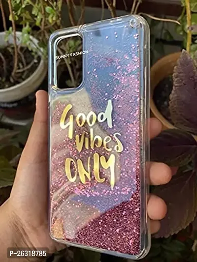 SUNNY FASHION Back Cover for Oppo A54 4G Good Vibes Only Designer Moving Liquid Floating Waterfall Girls Soft TPU Running Glitter Sparkle Back Case Cover for Oppo A54 4G (Pink)-thumb2