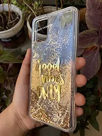 SUNNY FASHION Good Vibes Only Designer Quicksand Moving Liquid Floating Waterfall Printed Girls Stylish Back Cover for Oppo A16 - Gold-thumb2