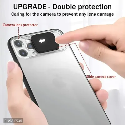 SUNNY FASHION Camera Lens Slide Protection Matte Back Case Cover Compatible for iPhone 12 Pro Max - Black-thumb2