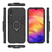 Sunny Fashion Dual Layer Hybrid Shock Proof Ring Holder Hard Carbon Soft Silicon Camera Bumper Armor Back Cover For Xiaomi Redmi Note 7 Pro - Black - Black-thumb4