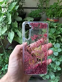 Sunny Fashion Good Vibes Only Designer Quicksand Moving Liquid Floating Waterfall Girls Soft TPU Mobile Back Cover for Realme XT / X2 (Running Glitter Sparkle Pink)-thumb1