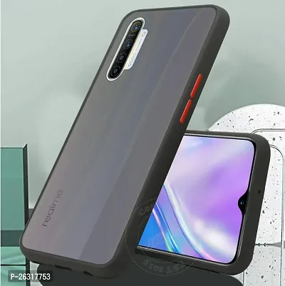 SUNNY FASHION Hard Matte Finish Smoke Case with Soft Side Frame Fit Protective Back Case Cover for Realme XT [Translucent Ant-Slip Matte] Smoke Black-thumb4