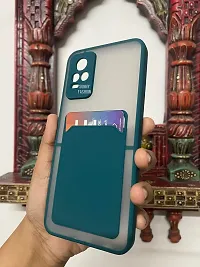 SUNNY FASHION Back Case for Vivo V21E 5G Card Storage Pocket Slot | Camera Protection | Shockproof Smoke Back Case Cover for Vivo V21E 5G (Dark Green)-thumb1