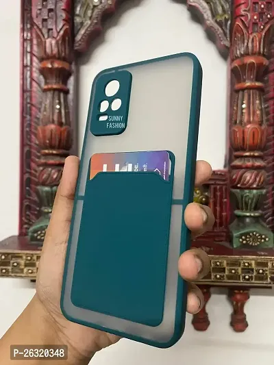 SUNNY FASHION Back Case for Vivo V21E 5G Card Storage Pocket Slot | Camera Protection | Shockproof Smoke Back Case Cover for Vivo V21E 5G (Dark Green)-thumb2