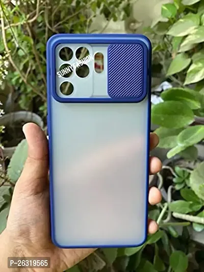 Sunny Fashion Camera Lens Slide Protection Shutter Flexible Removable Case Stylish Matte Back Case Cover for Oppo F19 pro (Blue)
