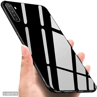 SUNNY FASHION Back Cover Oppo Reno 4 Pro Luxurious Glass Soft Edge Protective TPU Bumper Stunning Design Case for Oppo Reno 4 Pro - Black