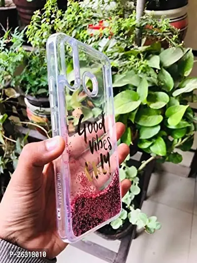 SUNNY FASHION Back Cover for Xiaomi Redmi Note 7/Note 7 Pro (TPU, Plastic | Pink | Good Vibes With Running Glitter )-thumb3