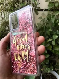 SUNNY FASHION Good Vibes Only Designer Moving Liquid Floating Waterfall Girls Soft TPU Running Glitter Sparkle Back Case Cover for Vivo V20 SE - Pink-thumb2