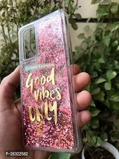 SUNNY FASHION Good Vibes Only Designer Moving Liquid Floating Waterfall Girls Soft TPU Running Glitter Sparkle Back Case Cover for Vivo V20 SE - Pink-thumb3