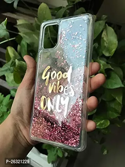 SUNNY FASHION Good Vibes Only Designer Quicksand Moving Liquid Floating Waterfall Girls Soft TPU Mobile Back Case Cover for Oppo A52 (Running Glitter Sparkle Pink)-thumb3