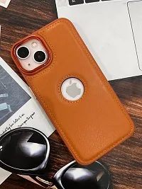 SUNNY FASHION Back Cover Compatible for iPhone 14 Pro Premium Leather Stiched Mobile Cover Back Case Cover Compatible for iPhone 14 Pro (Lite Brown)-thumb3