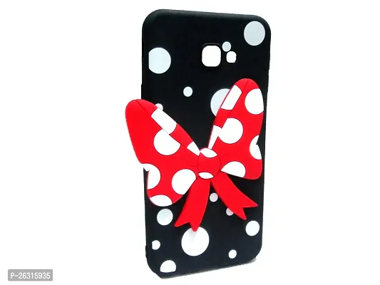 SUNNY FASHION Silicone Bow Lovely Ribbon Soft Silicon Back Cover for Samsung Galaxy J4 Plus (Black)