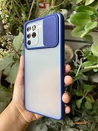 Sunny Fashion Camera Lens Slide Protection Shutter Flexible Removable Case Stylish Matte Back Case Cover for Samsung Galaxy F62 (Blue)-thumb1