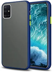 SUNNY FASHION Hard Matte Finish Smoke Case with Soft Side Frame Fit Protective Back Case Cover for Samsung Galaxy A71 [Translucent Ant-Slip Matte] Smoke Blue-thumb1