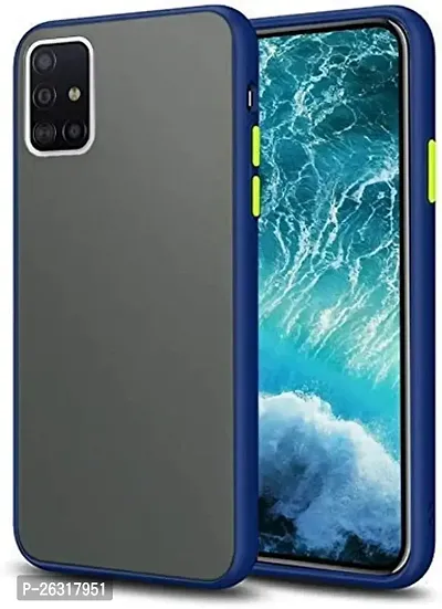 SUNNY FASHION Hard Matte Finish Smoke Case with Soft Side Frame Fit Protective Back Case Cover for Samsung Galaxy A71 [Translucent Ant-Slip Matte] Smoke Blue-thumb2