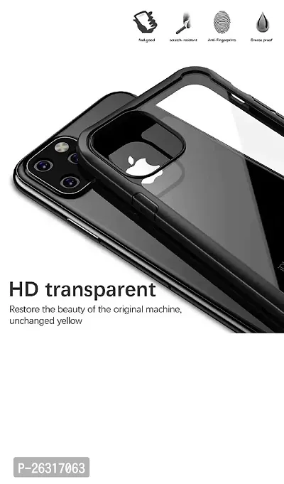 SUNNY FASHION Transparent Hybrid Hard PC Back TPU Bumper Impact Resistant Case Cover for iPhone 12 / iPhone 12 Pro (Black, Transparent)-thumb2