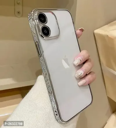 SUNNY FASHION Shockproof Transparent Silicone Back Cover Case Compatible with iPhone 11 (Silver)
