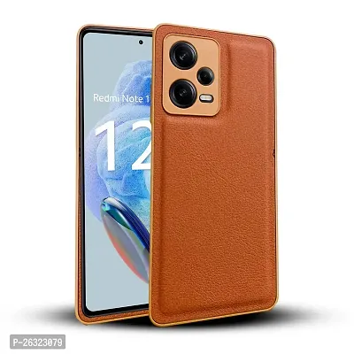 SUNNY FASHION Back Case Cover for Xiaomi Redmi Note 12 Pro 5G | Leather Shockproof Camera Protection | Anti-Slip Grip Back Cover for Xiaomi Redmi Note 12 Pro 5G (Brown)