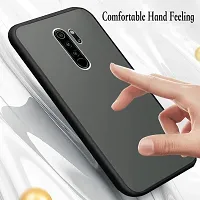 SUNNY FASHION Hard Matte Finish Smoke Case with Soft Side Frame Fit Protective Back Case Cover for Oppo A5 2020 / A9 2020 [Translucent Ant-Slip Matte] Smoke Black-thumb2