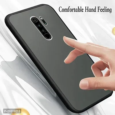 SUNNY FASHION Hard Matte Finish Smoke Case with Soft Side Frame Fit Protective Back Case Cover for Oppo A5 2020 / A9 2020 [Translucent Ant-Slip Matte] Smoke Black-thumb3