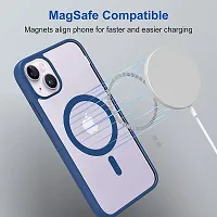 SUNNY FASHION Back Case Cover Compatible for iPhone 14 Mag-Safe Support Wireless Magnetic Shockproof Transparent Case for iPhone 14 (Blue)-thumb1