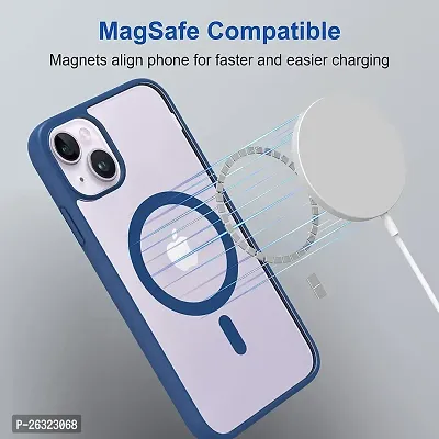 SUNNY FASHION Back Case Cover Compatible for iPhone 14 Mag-Safe Support Wireless Magnetic Shockproof Transparent Case for iPhone 14 (Blue)-thumb2