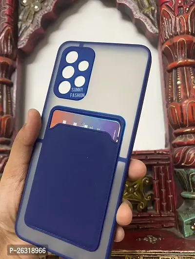 SUNNY FASHION Back Case for Samsung Galaxy A32 Card Storage Pocket Slot | Camera Protection | Shockproof Smoke Back Case Cover for Samsung Galaxy A32 (Blue)