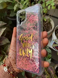 SUNNY FASHION Good Vibes Only Designer Quicksand Moving Liquid Floating Waterfall Girls Soft TPU Mobile Back Cover for Samsung Galaxy M12 / F12 / A12 (Running Glitter Sparkle Pink)-thumb1