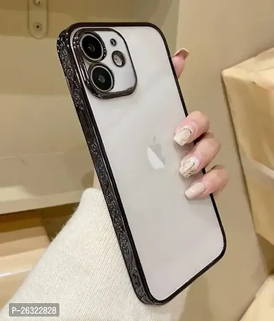 SUNNY FASHION Shockproof Transparent Silicone Back Cover Case Compatible with iPhone 11 (Black)