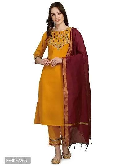 Straight Kurta Pant Set with Embroidery for ladies