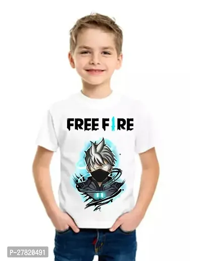 Stylish White Polyester Printed Tees For Boys