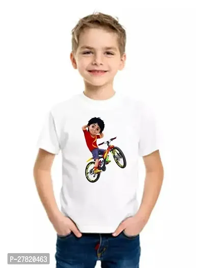 Stylish White Polyester Printed Tees For Boys-thumb0