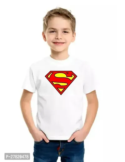 Stylish White Polyester Printed Tees For Boys