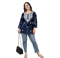 Stylish Navy Blue Rayon Chikankari Kurta For Women-thumb3